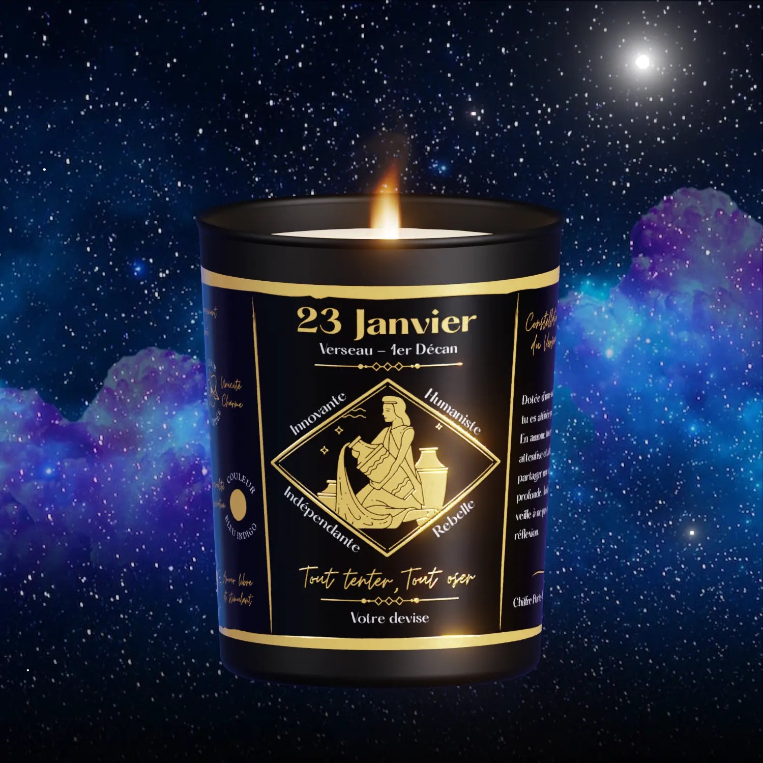 Bougie Astrologie Verseau - Parfum Fleurs des îles main image 1