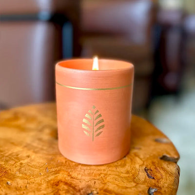 Bougie Bijou Terra Cotta, Monoï, Collier « Fleur » avec pierre naturelle