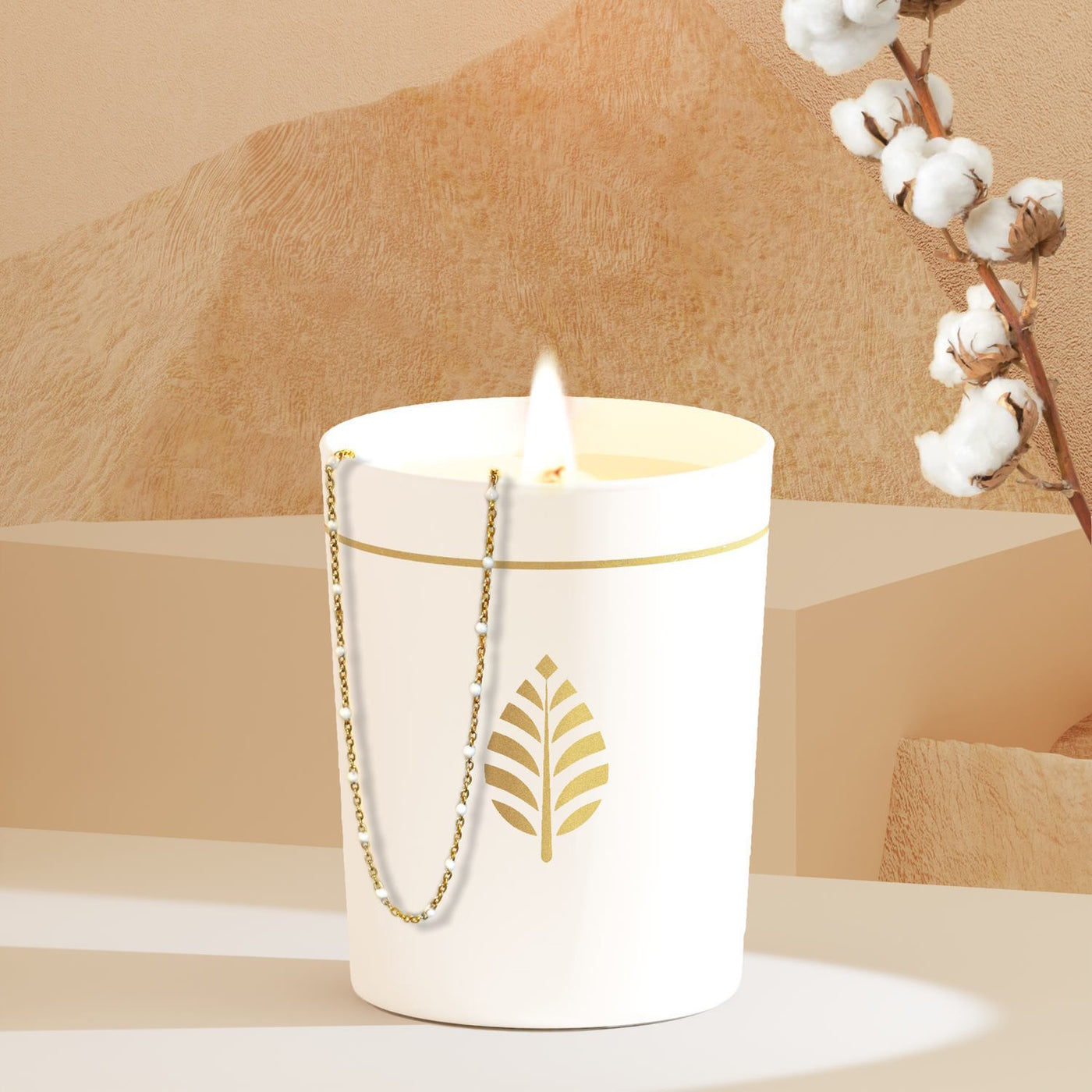 Pot Verre Coton Collier Perles Blanches avec Cristal Swarovski