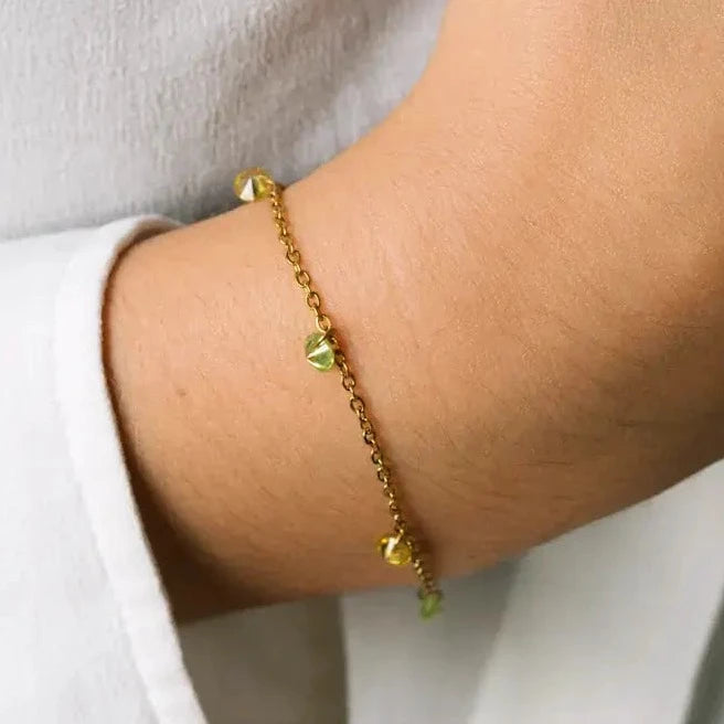 Bougie Bijou Verte, Forêt de Sapins, Bracelet Gouttes Vertes Cristal Swarovski