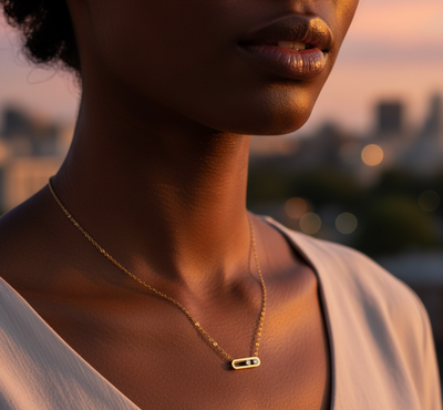 Collier « Toi et Moi » avec 2 cristaux Swarovski mobiles, plaqué Or 18 carats ou Argent