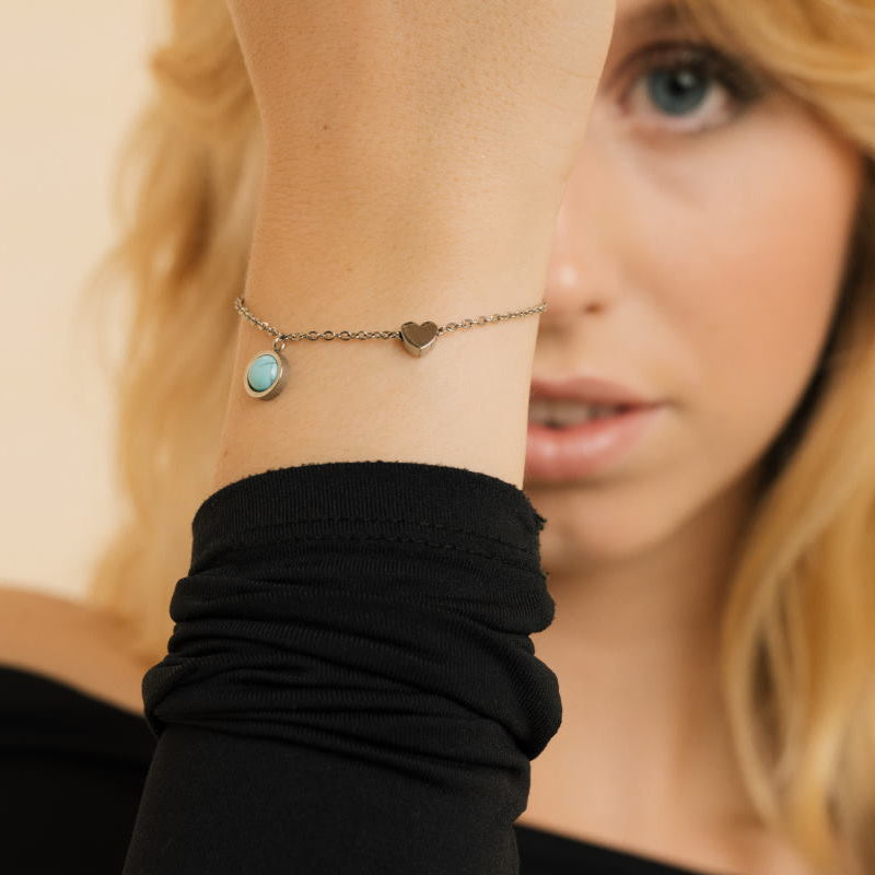Bougie Bijou Noire, Sapin, Bracelet Argent Turquoise