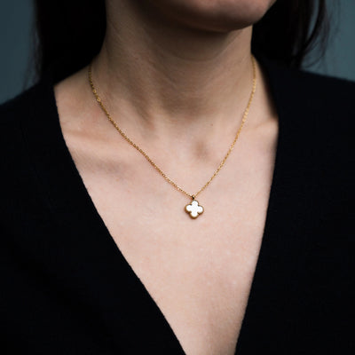 Collier « Fleur » avec pierre naturelle plaqué Or 18 carats avec cristal Swarovski
