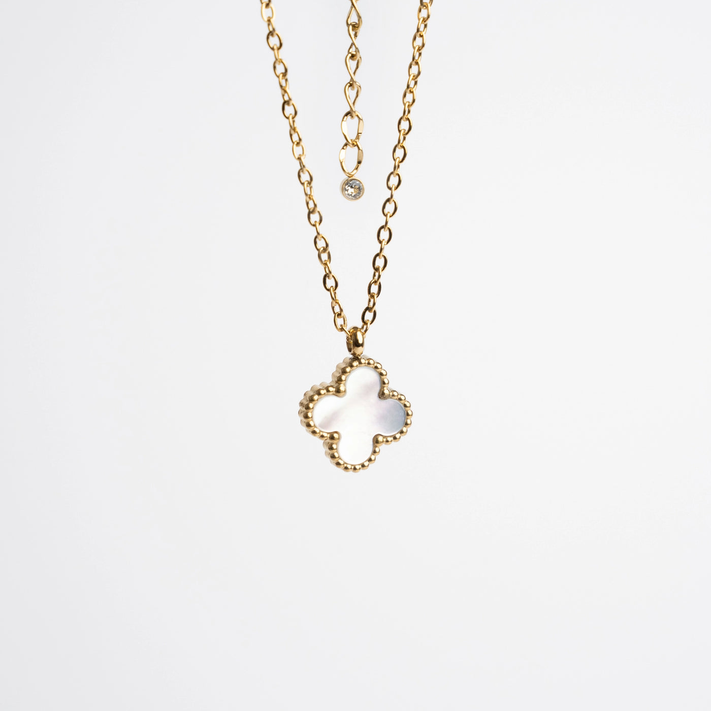 Collier « Fleur » avec pierre naturelle plaqué Or 18 carats avec cristal Swarovski
