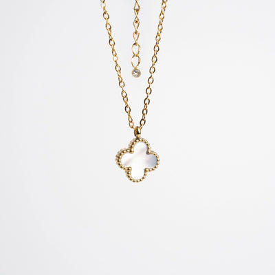 Collier « Fleur » avec pierre naturelle plaqué Or 18 carats avec cristal Swarovski