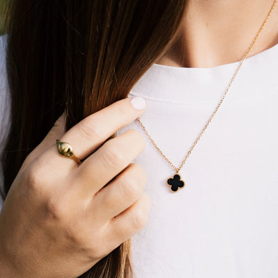 Collier « Fleur » avec pierre naturelle plaqué Or 18 carats avec cristal Swarovski