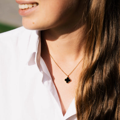 Collier « Fleur » avec pierre naturelle plaqué Or 18 carats avec cristal Swarovski