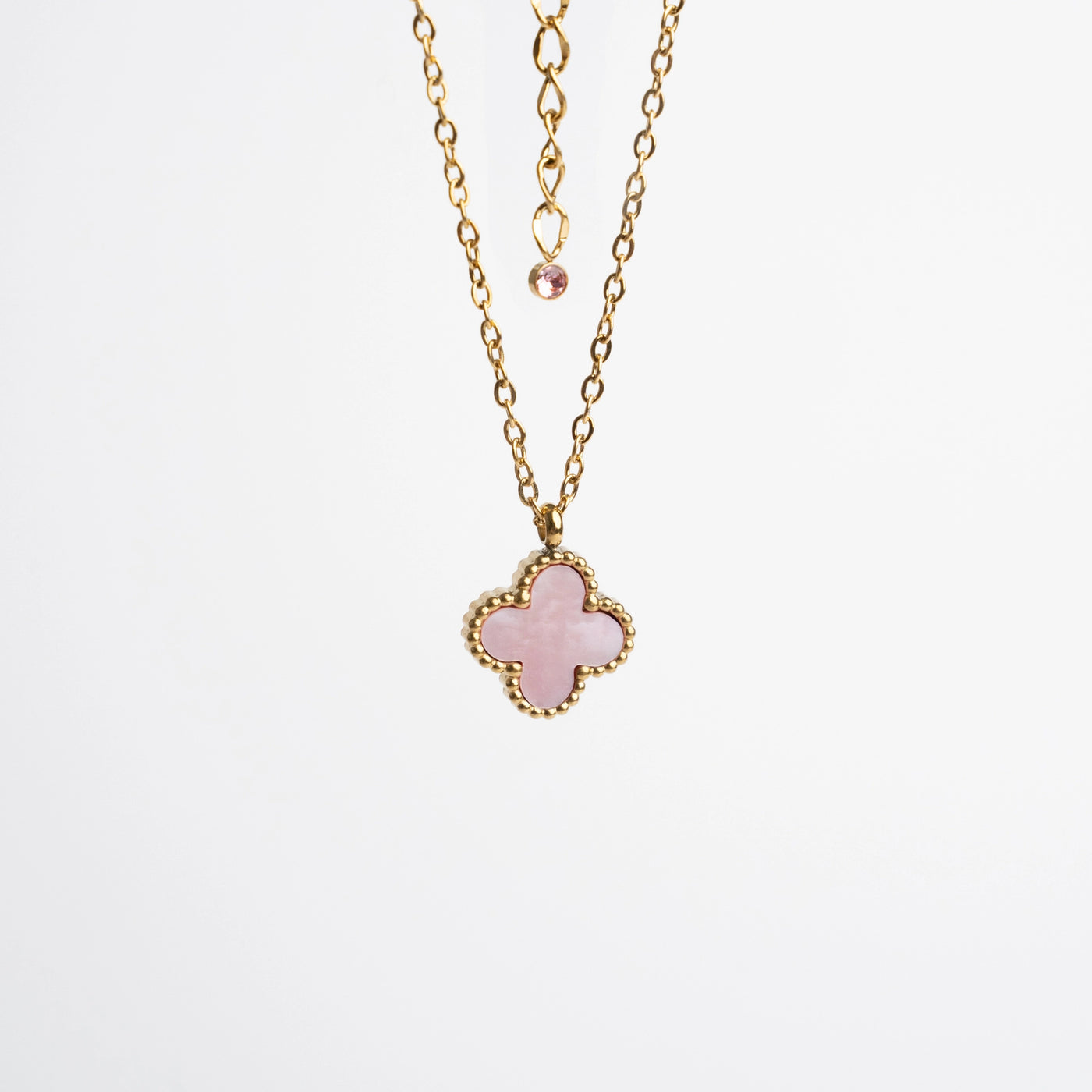 Collier « Fleur » avec pierre naturelle plaqué Or 18 carats avec cristal Swarovski