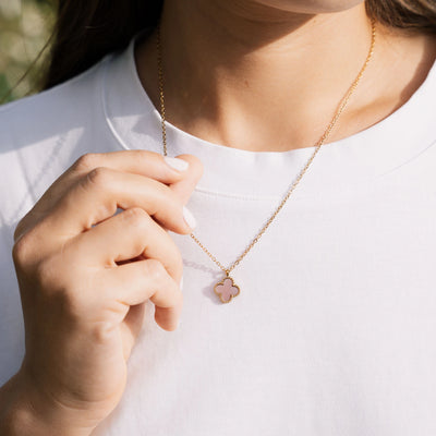 Collier « Fleur » avec pierre naturelle plaqué Or 18 carats avec cristal Swarovski