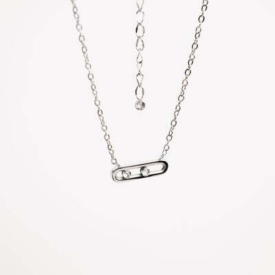 Collier « Toi et Moi » avec 2 cristaux Swarovski mobiles, plaqué Or 18 carats