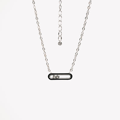 Collier « Toi et Moi » avec 2 cristaux Swarovski mobiles, plaqué Or 18 carats